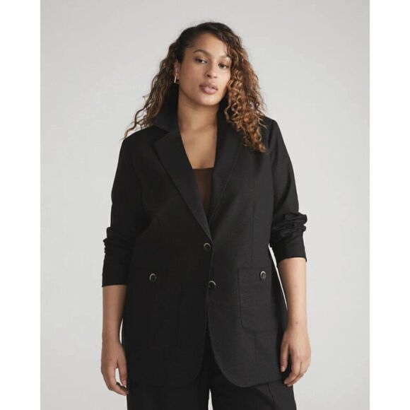 Universal Standard Women's Coastal Linen Blend Two Button Olive Green Blazer NWT - Picture 2 of 11